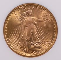 1908 $20 St. Gaudens Wells Fargo Hoard NGC MS-67