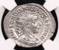 AD 238–244 Roman Empire – Gordian III AR Double-Denarius, NGC Ch MS NGC