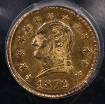 1872 California Gold G25c Washington Head PCGS MS-63 (BG-818)