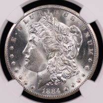 1884-CC Morgan Silver Dollar NGC MS-66+