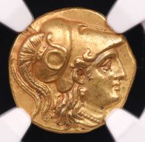 Kingdom of Macedon – Alexander III “the Great” (336–323 BC) Gold Stater - NGC Mint State Fine Style