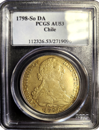 1798-So Santiago | Chile 8 Escudo | PCGS AU53 | In Holder
