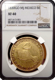 1830 | Mexico 8 Escudo | Extremely Fine 40 | In Holder