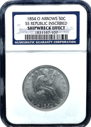 1854-O | S.S. Republic | Seated Liberty Half Dollars | In Holder