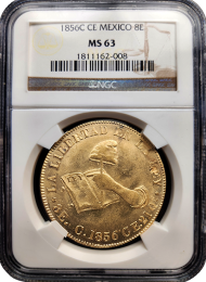 1868-CE Mexico 8 Escudo | NGC MS63 | In Holder