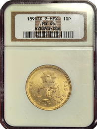 1891-ZS-Z | 10 Pesos | MS-64 | In Holder